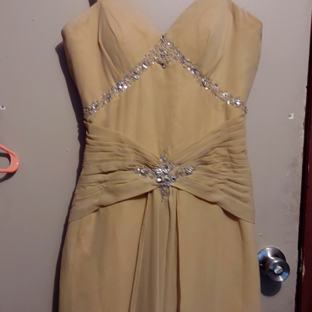 Floor length formal evening gown.